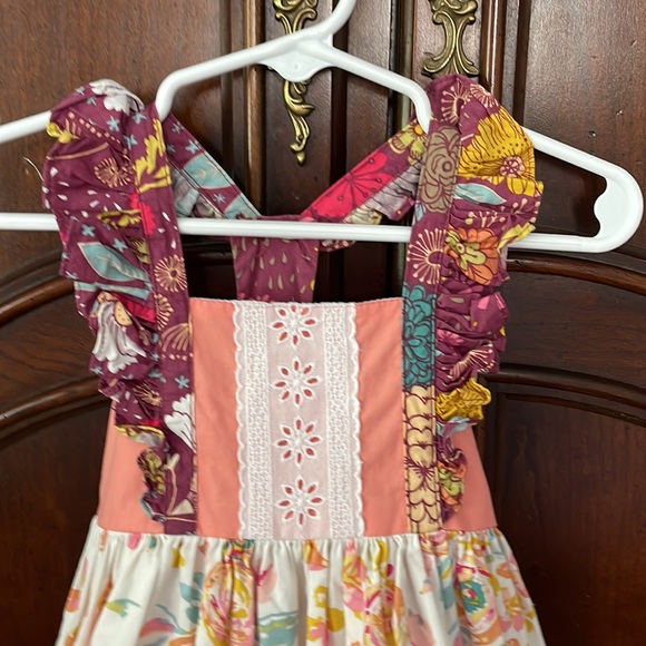 CHEEKY PLUM Floral Ruffle Sleeve Dress 18-24M - Picture 2 of 5